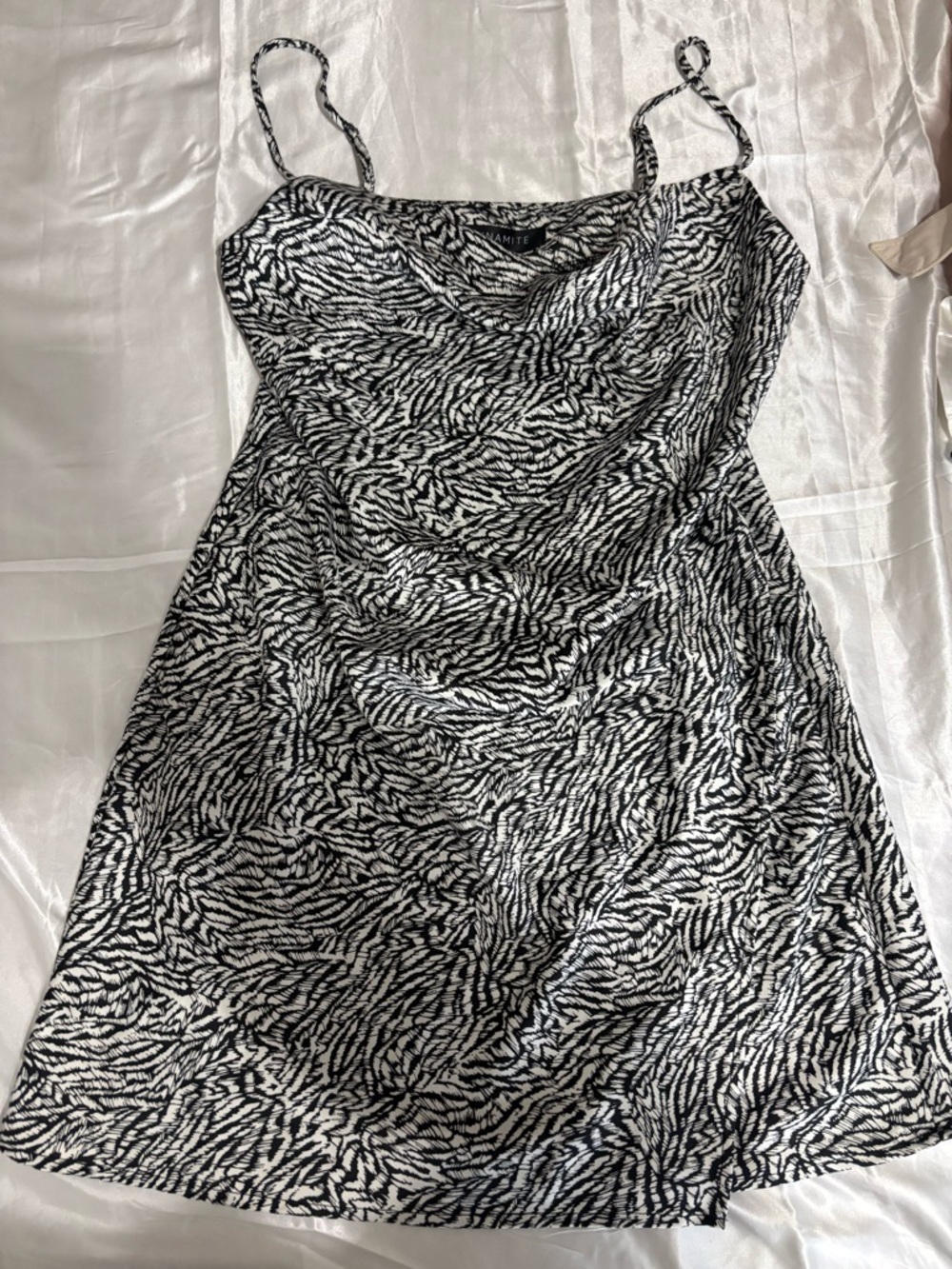 Dynamite Black & White Zebra Slip Dress